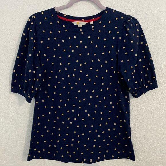Boden- navy and gold polka dot classic tee- Size 4 (small) - Picture 1 of 6
